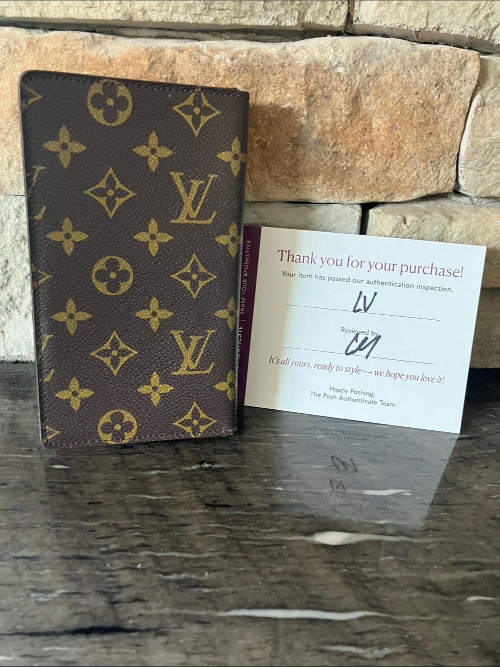 Louis Vuitton Monogram Travel Passport Cover in Brown and Gold